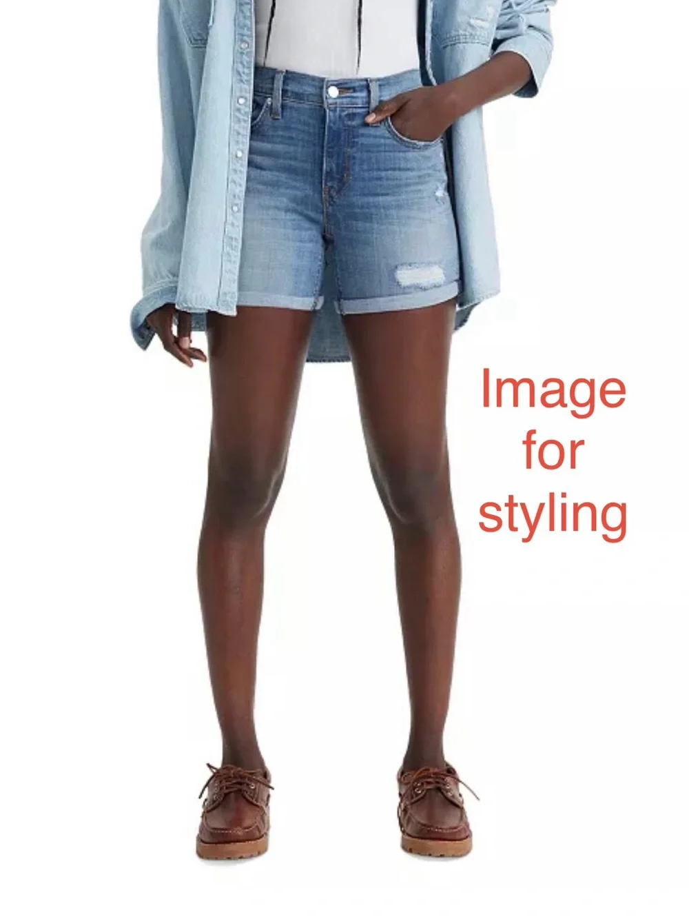 LEVI’S Mid-Length/Mid-Rise Distressed Denim Shorts